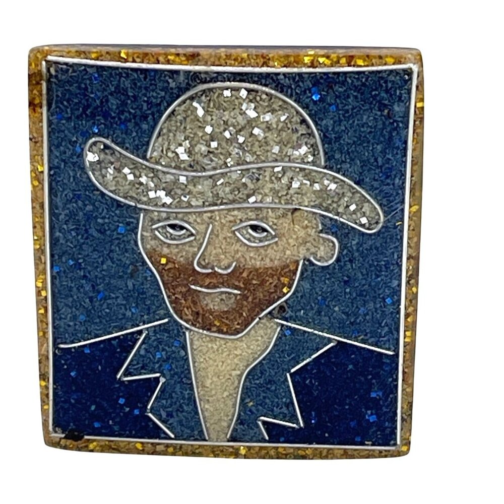 Handmade Resin Pin Brooch Vincent Van Gogh Self-Portrait Artisan Art Jewelry VTG
